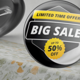 4 Inch Round Pin Back Button Advertising a Big Sale