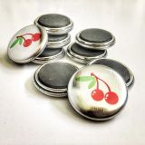 One inch round custom round metallic button magnet with cherry image