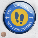 6" Round Social distance pin back button